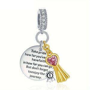 Sterling Silver Graduation Charm "TAKE PRIDE" Saying